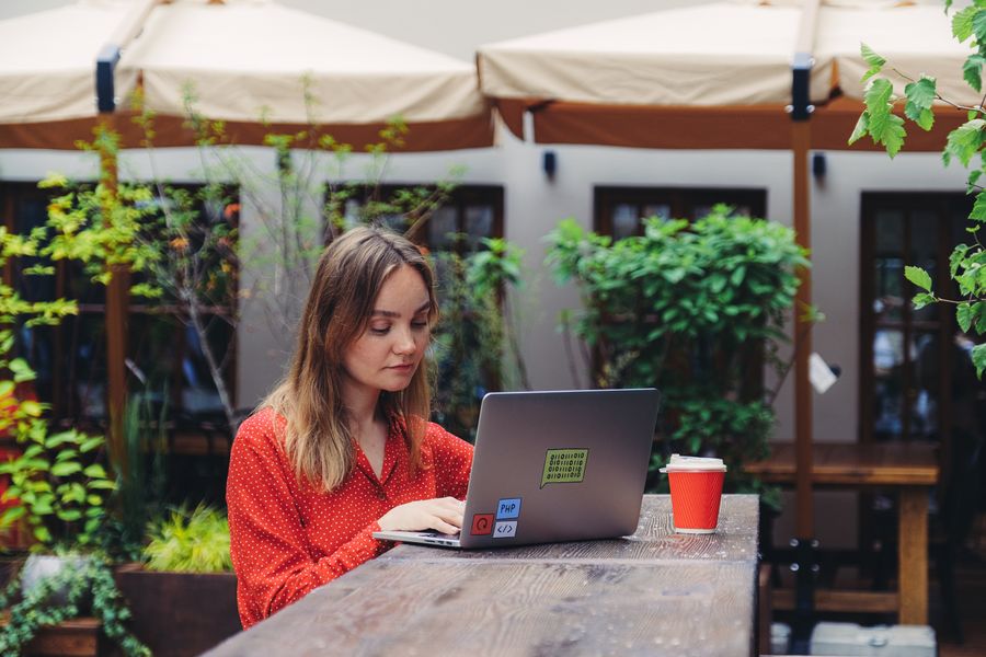 woman laptop freelancer web design — Free Wi-Fi Finder: built for the airport sprinter and the careful planner alike.