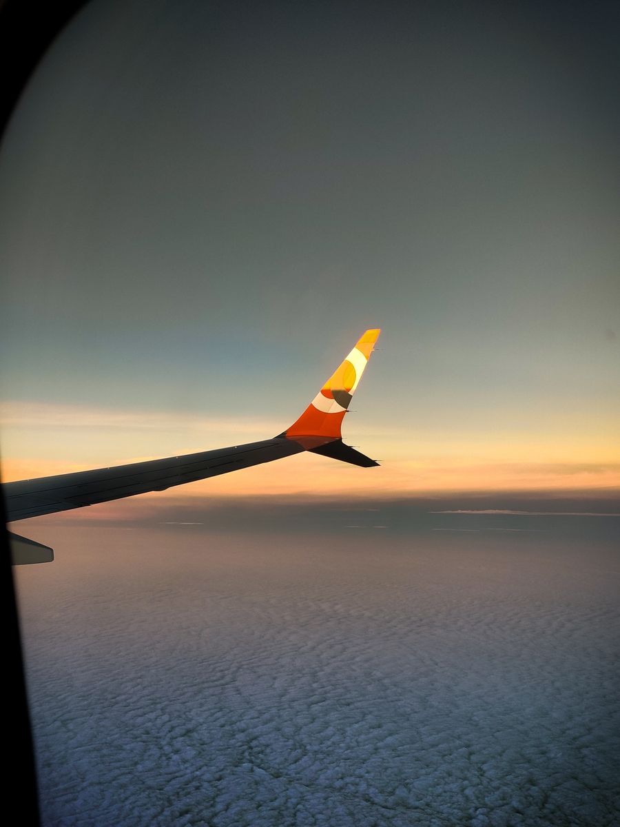 beautiful sunset view from airplane window — Internet Freedom Check accepts your trip details and hands back a clear recommendation.